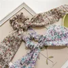 Wydrukowanie Scrunchies Floral Długą wstążką Włosy Krawat Elastyczny Zespoły do ​​włosów Ponytail Szalik Pałąk Głowy Dziewczyny Akcesoria do włosów