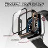 Apple Iwatch Case 6 5 4 3 2 시계 보호 케이스 범퍼 프레임 커버 강화 유리 40mm 44mm 및 소매 상자를 가진 듀얼 컬러 도금