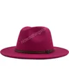 Cappello fedora invernale da donna in lana con nastro in pelle