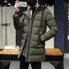 暖かい冬のメンズジャケットコートフード付き厚手の綿のパーカーコート男性ファッション服カジュアルジッパー服211103