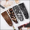 Headbands Hair Smycken Leopard Print Designer Headband Turban För Kvinnor Sträcka Twisted Knot Sport Yoga Wrap Head Bands Scarf Aessories Drop