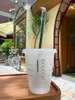 new Quality Starbucks 16 oz /473ml plastic cups reusable transparent flat cup with column lid sippie cup Bardian 5pcs Mug