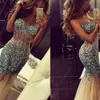 Bling Rhinestone Sexig Long Prom Dresses 2019 Ny Hot Selling Sweetheart Mermaid Tulle Formal Evening Party Gowns Custom Made P122