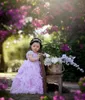 Flickas klänningar lavendel boho blommor flicka för bröllop juvel hals rufsar lilla småbarn