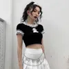 Goth T Shirts Fashion Kpop Bear Print Graphic Summer E Girl Sexy Lace Crop op MINGLIUSILI Gothic Women Clothing 210623