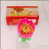Mumlar dekor ev bahçe lotus şarkı doğum günü partisi flaş çiçek müzik mum kek aessories tatil malzemeleri RRA3758 damla teslimat 202