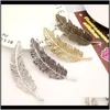 & Barrettes Jewelrykorea Style Fashion Metal Feather Hairpin Hair Clips Satement Hairpins Hairwear Aessories Women Jewelry Retro Design Est D