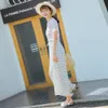 Kadın Gömlek Streetwear Geniş Bacak Yüksek Bel Lace Up Pantolon Kore Gevşek Rahat Düz Nokta Beyaz Pantolon 2698 50 210415
