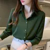 Korean Silk Women Shirts Long Sleeve Casual White Shirt Woman Satin Blouses Top Plus Size Blusas Mujer De Moda 210531