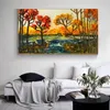 Tamanho grande pintura a óleo impressão colorida árvore cartaz parede arte pintura de lona abstrato para a decoração da sala de estar
