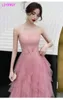 vestido de malla mujer rosa Office Lady Funda de poliéster Sin mangas Cremalleras Sólido Regular Cuello en V 210416