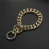 Guldfärg Stainless Steel Big Dog Djur Krage Säkerhetskedja Halsband CURB CUBA levererar grossist 12-32 "Chokers