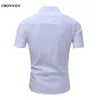 Vår varumärke Herrskjorta Business Slim Fit Short Sleeve Casual Shirts Solid Snabbtorkad Andningsbar Man Kläder EUR 3xL 220309