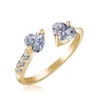 Verstellbarer Ring für Frauen, Doppelherz, Zirkon, 4 Farben, offene Fingerringe, Vorschlag, Hochzeitsgeschenk, Modeschmuck