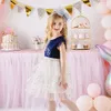 Vikita Lace Warstwowa sukienka dla dziewczyn Mesh Princess Birthday Party Dresses Girl Flare Sleeve Sukienka Dzieci Letnie Vestidos Q0716