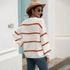 Vintage Stripe Oversized Pullover Kvinnor Höst Vinter Streetwear Casual Jumper Tröja Stickat Loose Pull Femme 210427