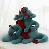 Fluffy Hair Blue Pterosauria Dragon Rabbit plush Toy Stuffed evil Red Fly Wings Fire Plushies Doll toys for Children boy 220119
