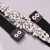 Wedding Sashes TRiXY S407 Elastic Black Cummerbunds For Women Luxury Designer Wide Belts Dress Waistband Rhinestone Belt