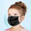50 sztuk / zestaw Maski jednorazowe Dustoodporna maska ​​z elastycznym Moda Czarna maska ​​dla dzieci Halloween Cosplay Cover