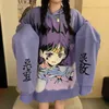 Anime Hoodie Women Autumn Kawaii Dringshered Sweatshirt Cartoon Cartoon Print Eversives pullovers Gothic Streetwear Y0820