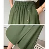 Fashion Summer Korean Style Cotton Wide Leg Women Short Pants High Elastic Bud Waist Shorts Skirts Female 210719