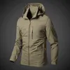 Mens Windbreaker Jaquetas impermeável Militar Militar Com Capuz Casaco masculino Combate Homens Outono Outdoor Caminhada Biking Bomber Outwear 211126