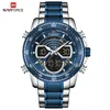 Male Clock NAVIFORCE Brand Fashion Sports Chronograph Men039s Digital Watches StainlessSteel Quartz Waterproof LED Watch Men W8298852