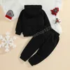 Miúdos Roupas Sets Meninas Roupas Meninos Crianças Carta De Natal Impressão Com Capuz Tops + Calças 2 Pcs / Definido Primavera Outono Moda Bebê Roupas de Xmas