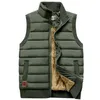 Märke Tjockad Vinter Mäns Vest Zipper Coat Varm Ärmlös Jacka Casual Fleece Male Vest Coat Army Green Waistcoat Black 211104