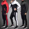 Heren trainingspak set rits fleece hoodies + broek sets mannelijke sets heren casual slim fit sportkleding mannelijk merk sweat shirts kleding 210603