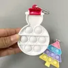 Party Favor Christmas Tree Santa Boots Fidget Toys Push Bubble Anti Stress Toy Kawaii Children Sensory Training xmas Keychain