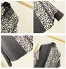 Lente en herfst shirt Koreaans contrast Ruffle Leopard print lange mouw blouse plus size vrouwen blouses 210615