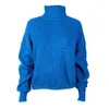 Jocoo jolee kvinnor blå överdimensionerad tröja hösten vinter långärmad turtleneck stickad tröja avslappnad lös pullover jumpers 210619