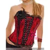 New Red Sexy Satin Boned Corset Bodice Corselet Lace Up Women Top Bustier Bodyshaper Overbust Corsets och Bustiers Underkläder