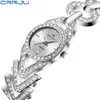 Women Watches CRRJU reloj mujer Classic Fashion bling Diamond Bracelets Dress WristWatch for Ladies stainless steel Clock 210517