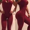 Kvinnors träning jumpsuit romper yoga sport mage kontroll scrunch rumpa lyft vit lila yeow spandex tiktok fitness gym hög midja bodysuit1105446