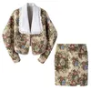 Abito da donna con risvolto a fiori jacquard stampato manica lunga cappotto corto con spacco al ginocchio gonna abito estivo GX1123 210421