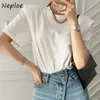 Neploe O Neck Pullover Short Sleeve T Shirt Women Summer Ol Work Style Tees Loose Causal All Match Ladies Top 210623