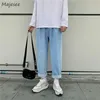 Män Jeans Denim Trouser Elastic Waist Solid Enkel Koreansk Fashion Loose Right Oversize 5XL Fritid All-Match Stretch Studenter X0621