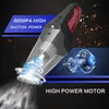 Car Vacuum Cleaners Handheld 6000Pa Wet and Dry Strong Suction Cars Vac High Power for Interior Cleaning with LED Light DC 12V Lightweight Portable Vacuum-Cleaner