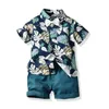 Melario Boy Clothes Set Toddler Baby Kid 2PCS Outifit Set Banana Leaf Stampa T-shirt corta e pantaloni corti Set di vestiti Gentelman 210412