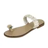 Kapcie Kobiety Dziewczyny Pearl Płaskie Czeski Casual Sandały Buty Plażowe Sliders