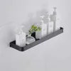 Étagère à serviettes en aluminium noir Support de rangement de salle de bain Support de plateau mural Vanity Douche Caddy Rack Organisateur d'épices 30/40 / 50cm 210705