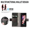 Luxury Leather Flip Wallet Telefon Väska till Samsung Galaxy Z Vik 3 5G Kickstand Card Holder Cover