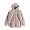 Fleece Jacket Vinterrock för kvinnor Loose Women's Artificial Rabbit Fur Long Casual Håll Varma Bomull Hooded Plush 211126