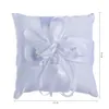 Oreiller pour alliances de mariage blanc élégant, coussin en Satin Floral, fournisseurs de fête, décoration de haute qualité