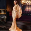 Serene hill gold plus size sereia elegante vestidos de noite luxo 2021 prolas miangas com capa para festa feminina la707388112336