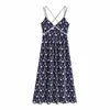 Vrouwen zomer vintage za jurk mouwloze borduurwerk V-hals spaghetti riem vrouwelijke elegante partij straatjurken vestidos 210513