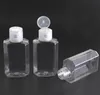 Kwaliteit 30 ml 60 ml lege huisdier plastic fles met flip cap transparante vierkante vorm flessen voor make-up vloeistof wegwerp hand sanitizer gel