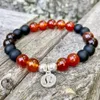 MG1371 Nouveau Design Leo Zodiac Bracelet Femme Bracelet Onyx Noir Mat Grenat Naturel AA Grade Cornaline Bracelet Agate Rouge